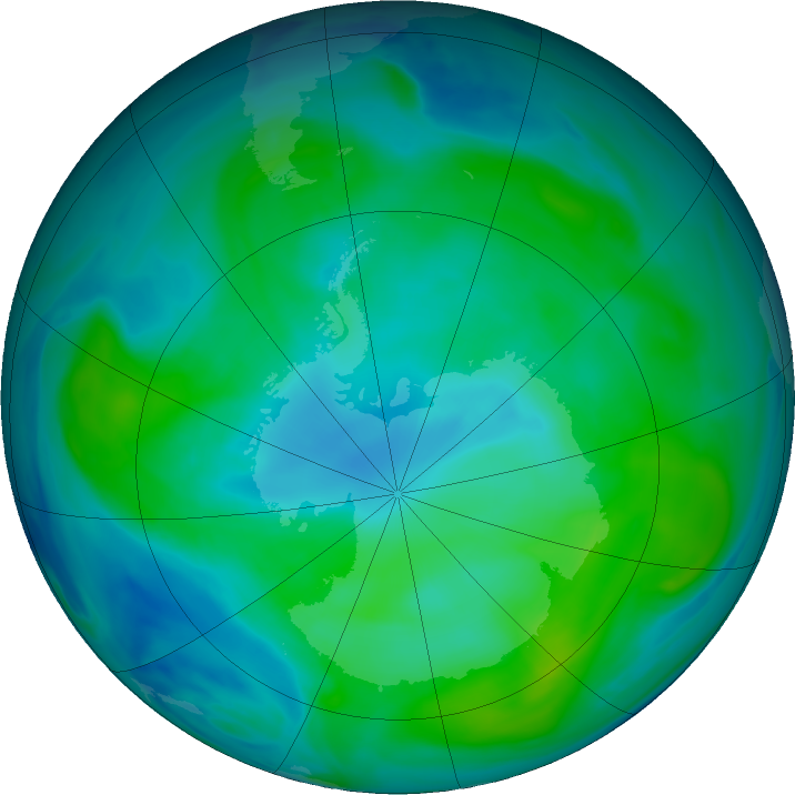 Antarctic ozone map for 18 February 2020